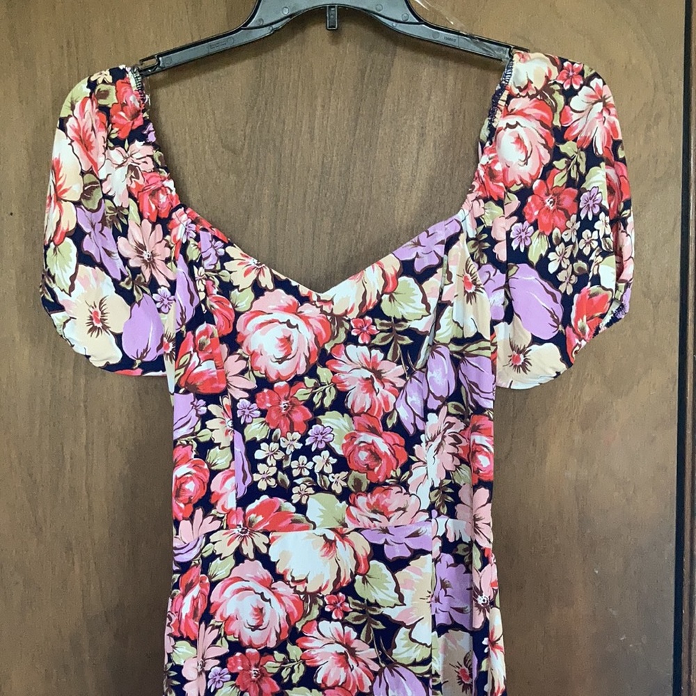 Lily Rose dress floral print puff sleeve tie back boho cottagecore L jr - Picture 5 of 17